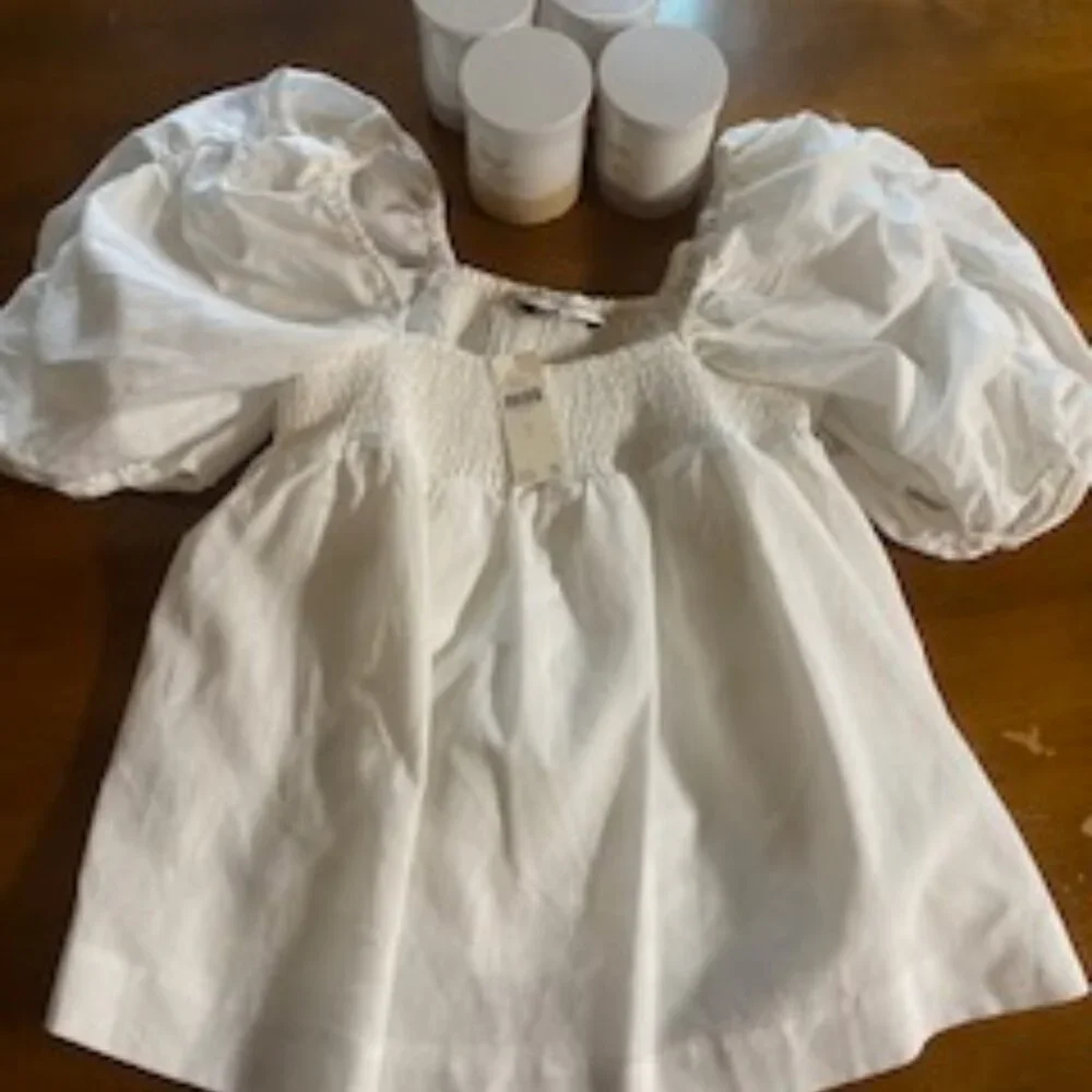 LINEN RUCHED SLEEVE TOP - Picture 4 of 8